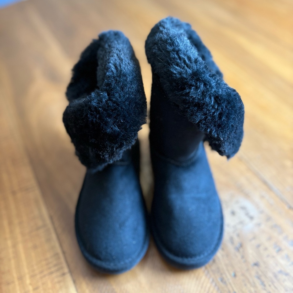 Plush Black Kids Winter Boots